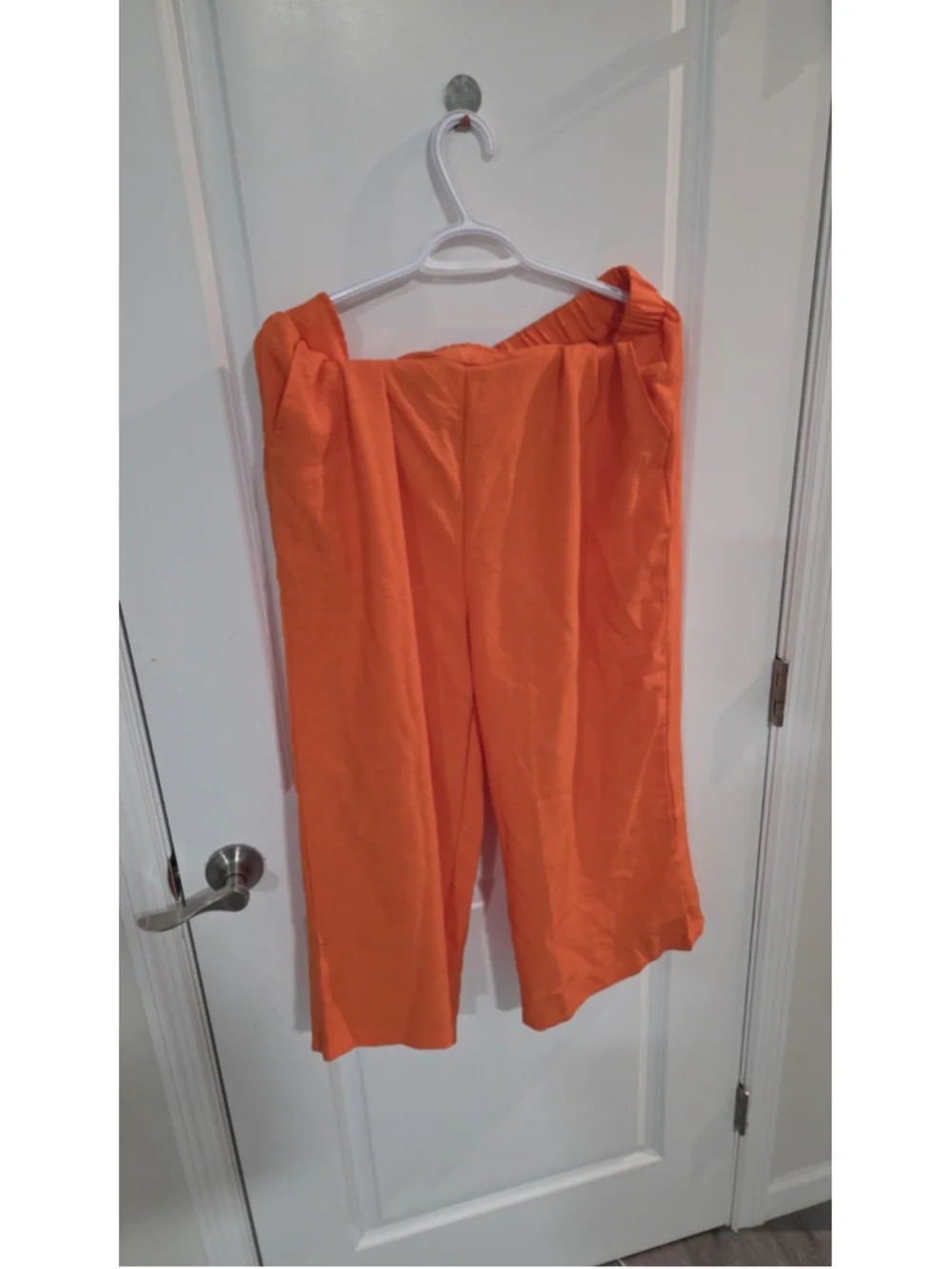 Women’s Orange 2-Piece Set XXL Solid Sleeveless Top + Wide-Leg Elastic Pants